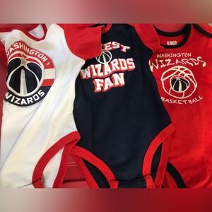 NWT Set 3 Washington Wizards Boys Infant Toddler Bodysuit One piece Rompers 12m